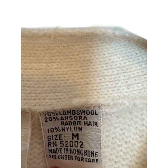 Vintage Liz Claiborne Womens Cardigan Sweater Cream Size XL Ribbed Button Front - Picture 6 of 6